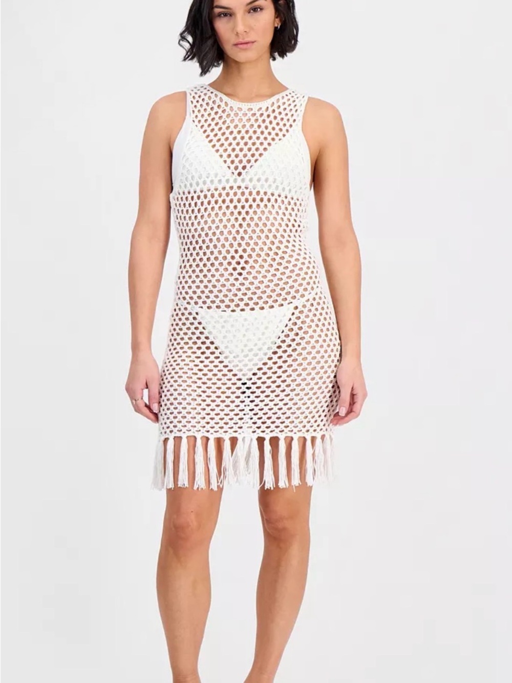 Miken Swim Crochet Fringe Swim Cover-Up Sz Small NWT